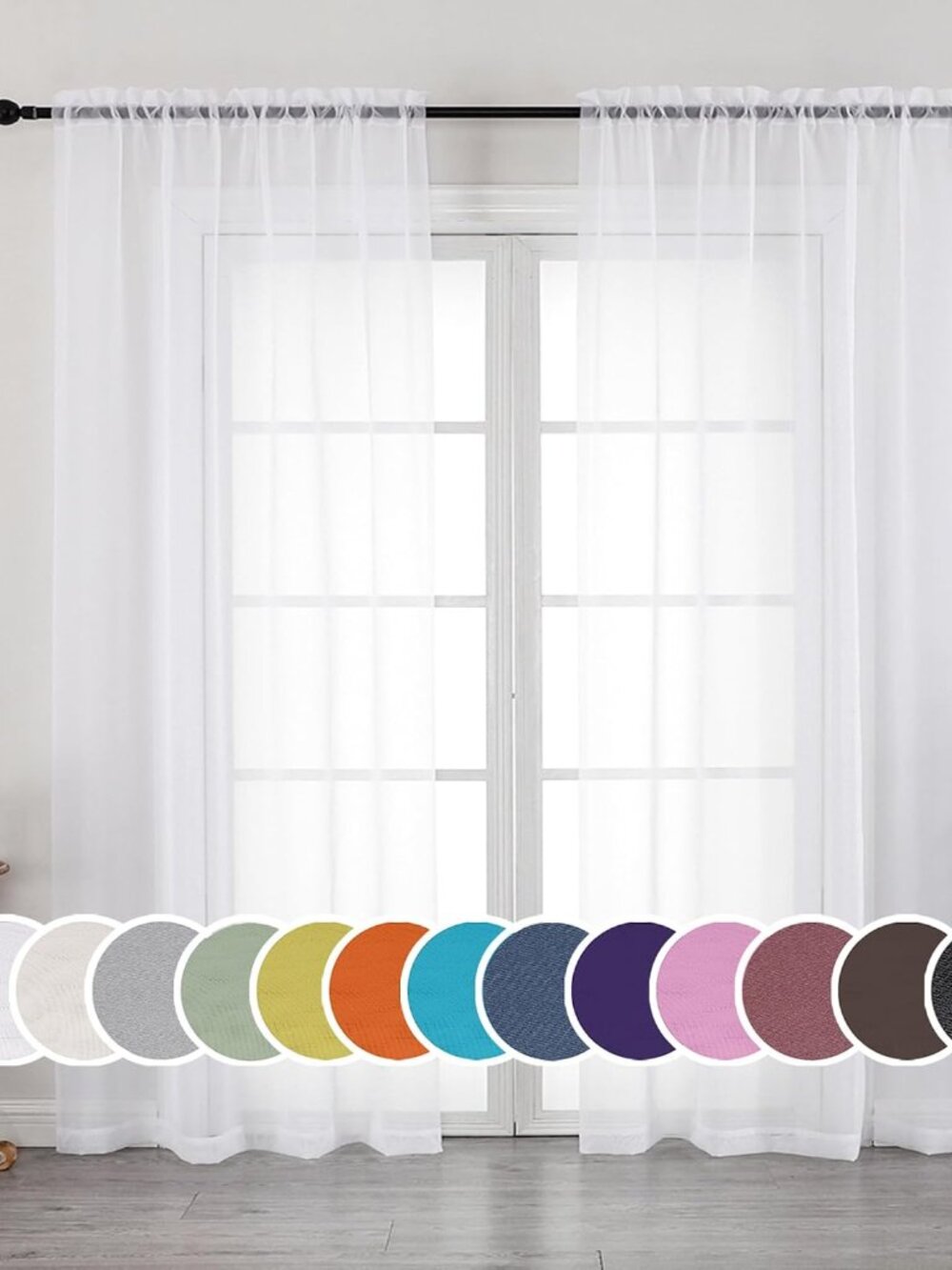 White Sheer Curtains 96 Inches Long, Elegant Sheer Curtains for Bedroom, Window